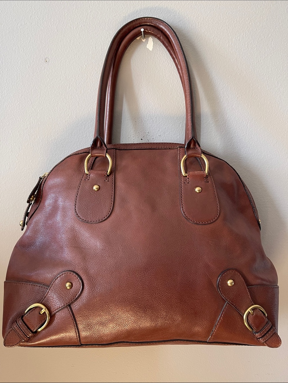 Banana Republic Vintage Y2K Brown Leather Tote with Gold Hardware